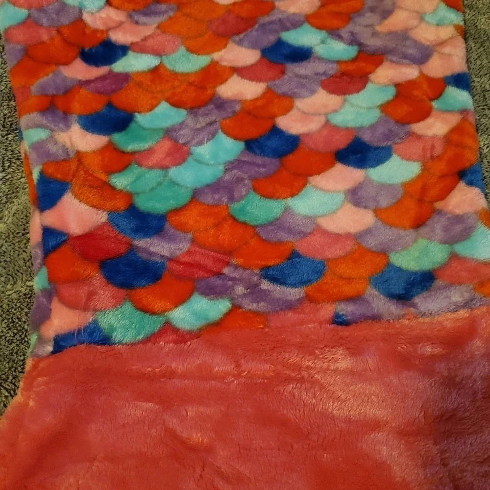 Cute Gril Children's Mermail Tail Blanket Pink Purpke Res‎ Blue Scales 18
